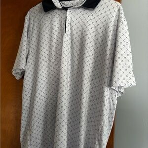 Men's White and Black Patterned Shirt